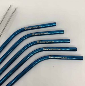 Blue Coloured Stainless Steel Straws