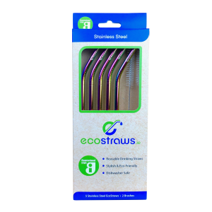 rainbow coloured stainless steel straws
