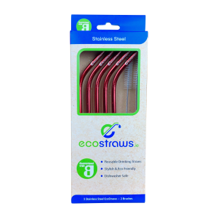 red coloured stainless steel straws
